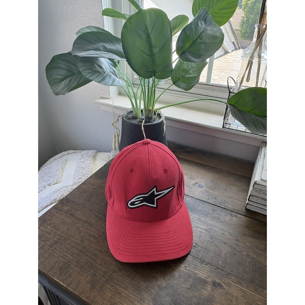 Alpinestars Hat Cap Fitted Mens Red One Size Flexfit Logo Moto Motorcycle Sports